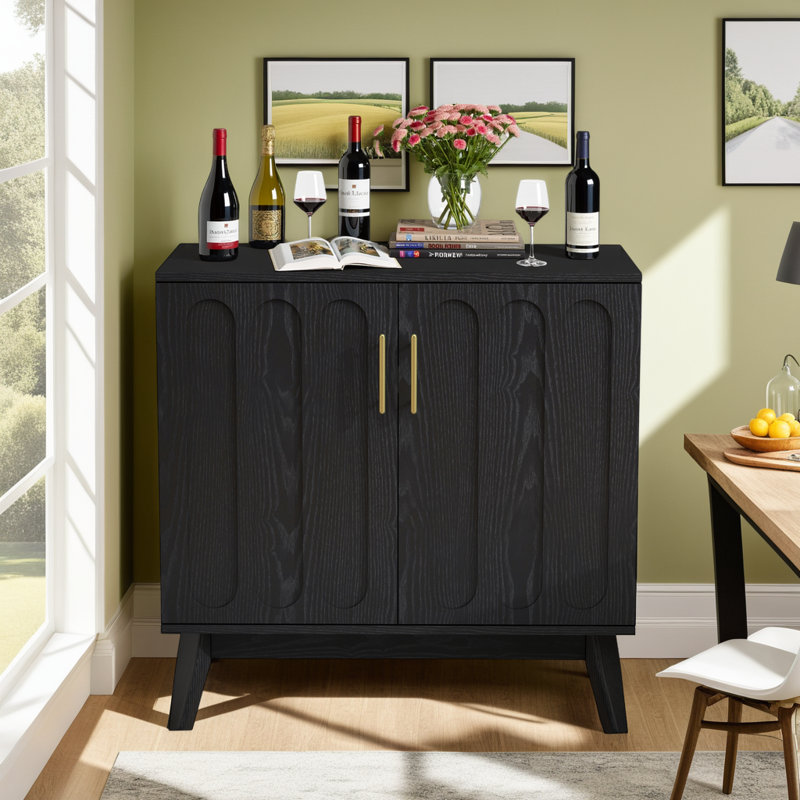 Wood Sideboard Buffet Cabinet with Adjustable Shelves & Outlet Holes