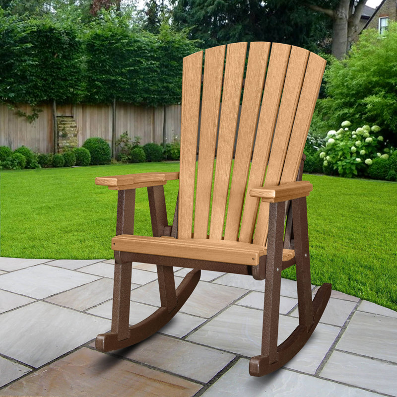 Chaise Adirondack à bascule en plastique Beraud, Beige / Brun