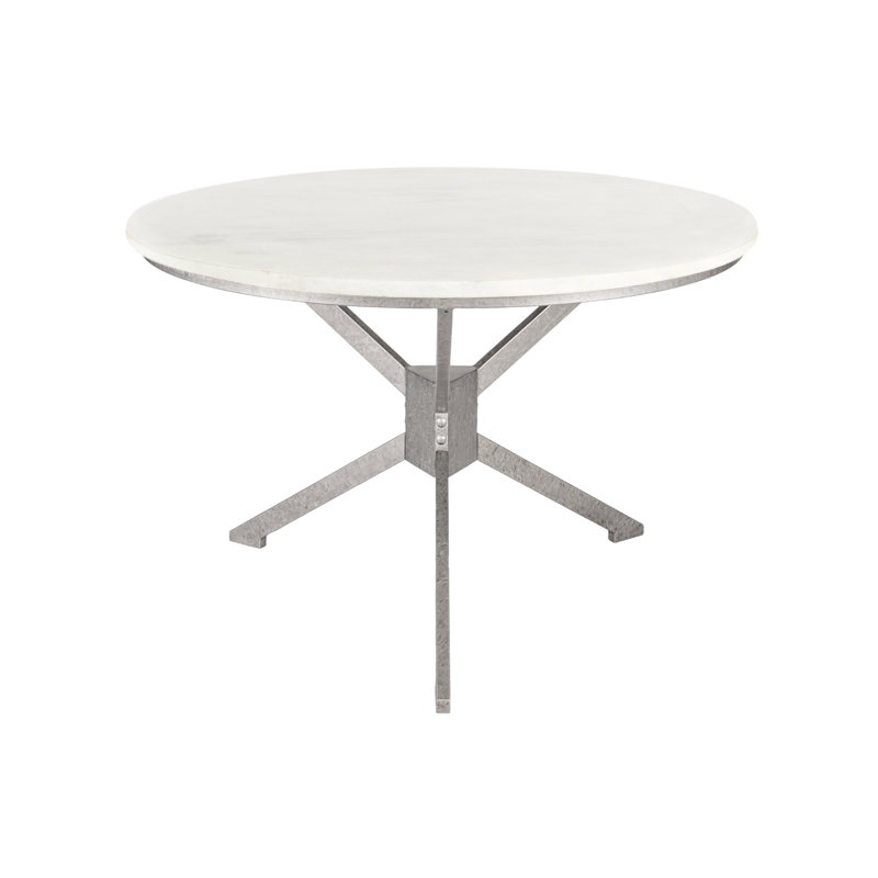 Table de salle à manger à piédestal, Marbre de Carrare, Argent royal