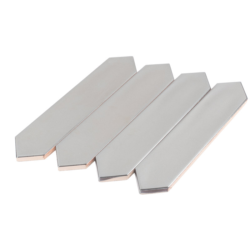 Piquet 2'' W x 10'' L Ceramic Singular Tile, Metallic Silver