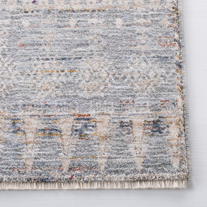 Hand-Knotted Silver & Green Square Synthetic Area Rug - 79"x79"