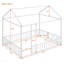 Structure de lit pleine grandeur en métal avec clôture, pour enfants, adolescents, filles, garçons, blanc-1129280195-1129280196