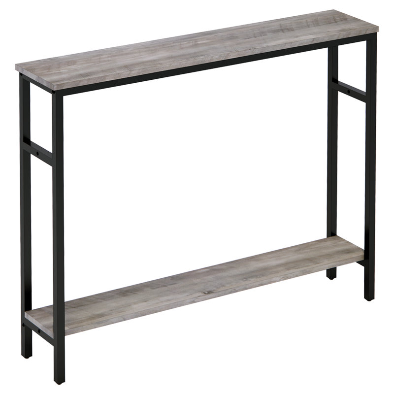 2-tier Long Skinny Table,grey, Gray