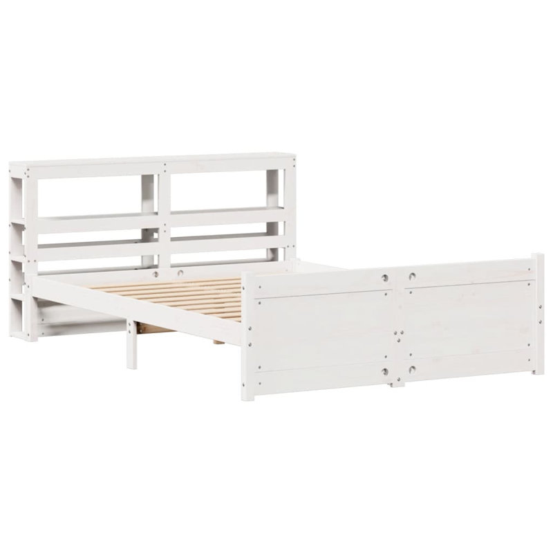 Solid Wood Bed Frame, 140cm x 200cm, White