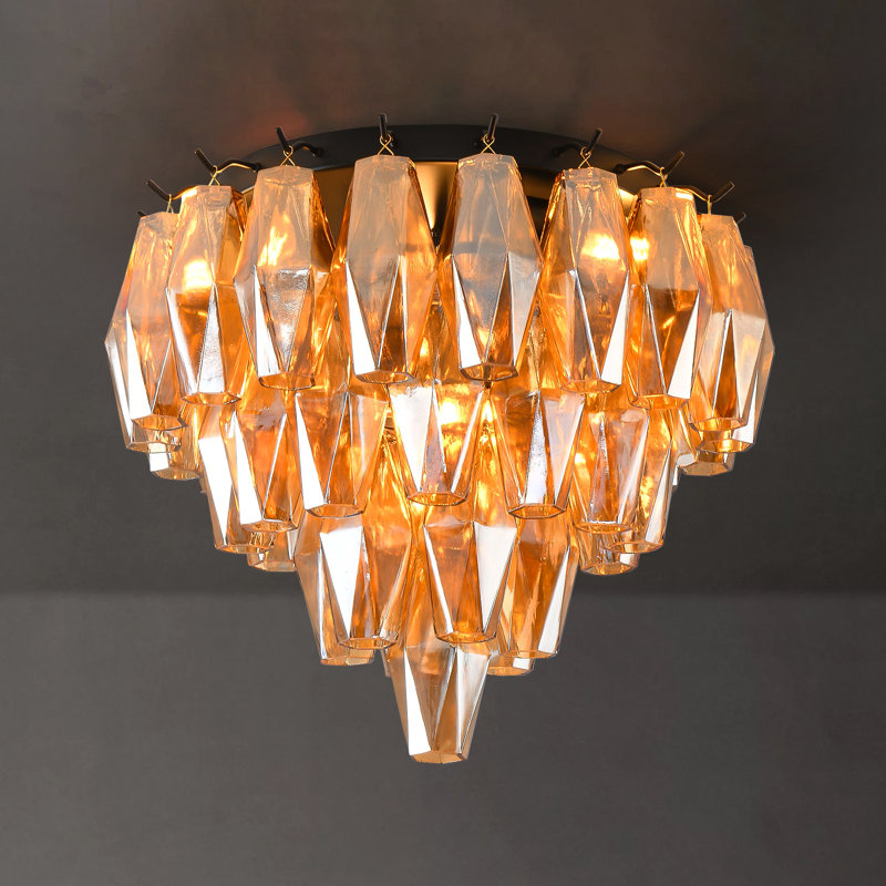 Plafonnier encastré à 4 lumières en verre Fenella, Noir