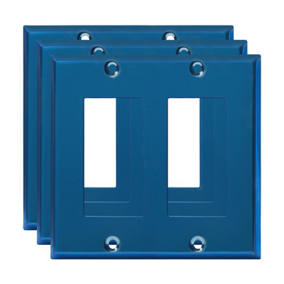 Enerlites Decorator/GFCI 2-Gang Metal Wall Plate - Polished Blue (3-Pack)