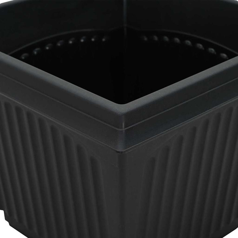  Square Flower Pot 6 Pcs Plastic, Black, 14cm H x 16cm W x 16cm D