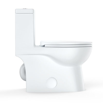Elongated One Piece Ceramic Toilet with Side Flush, Dual Flush Water Saving and Quick Release Seat