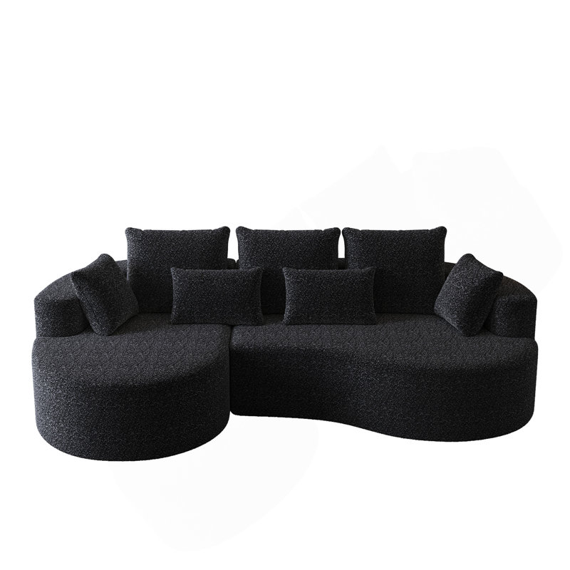 Canapé modulaire surdimensionné rembourré Modern, Noir, Orienté à gauche (vu de face)