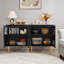 Armoire d'appoint cannelée à 2 portes de 28,5 po avec tablettes intérieures réglables Rishaw-240623314