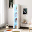 Armoire latérale avec panneau de particules de 15 mm et lampe monochrome bleue, l 40 x 29 x H 170 cm, lampe de rangement élégante en aluminium, espace