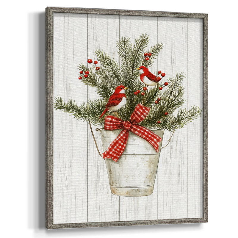 «Christmas Holiday Art», reproduction encadrée en bois massif, H 30 po x l 24 po