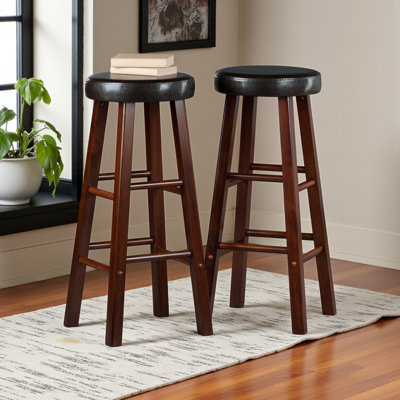 Scottsburg 2-Piece Cushion Seat Bar Stool in Espresso and Brown, 30.41'' H X 13.31'' W X 13.31'' D