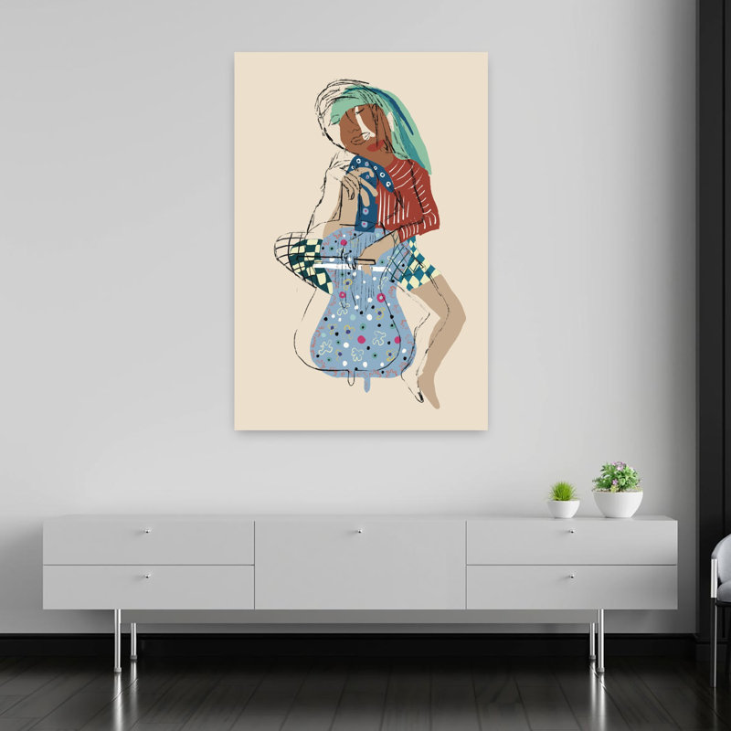«Serene Cello Player Abstract», art mural moderne et serein, 60" H x 40" W