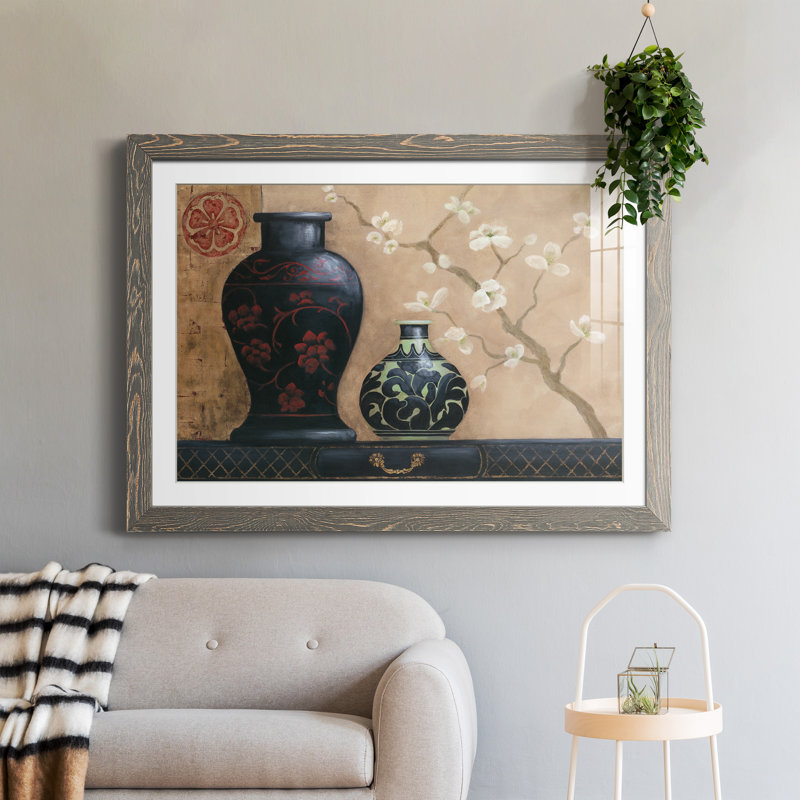 Asian Calm I - peinture encadrée, Encadré gris, H 31 po x l 44 po x P 1 po