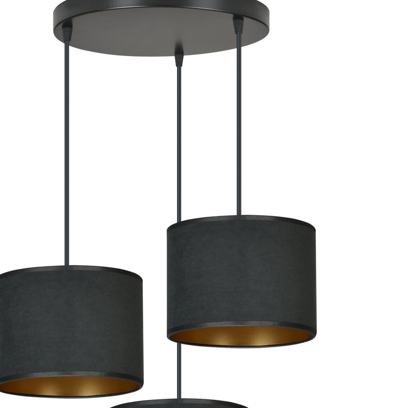 Eamie 3 - Light Black Cluster Pendant, Black