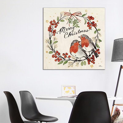 Christmas Lovebirds V 1 Piece Wrapped Canvas Wall Art