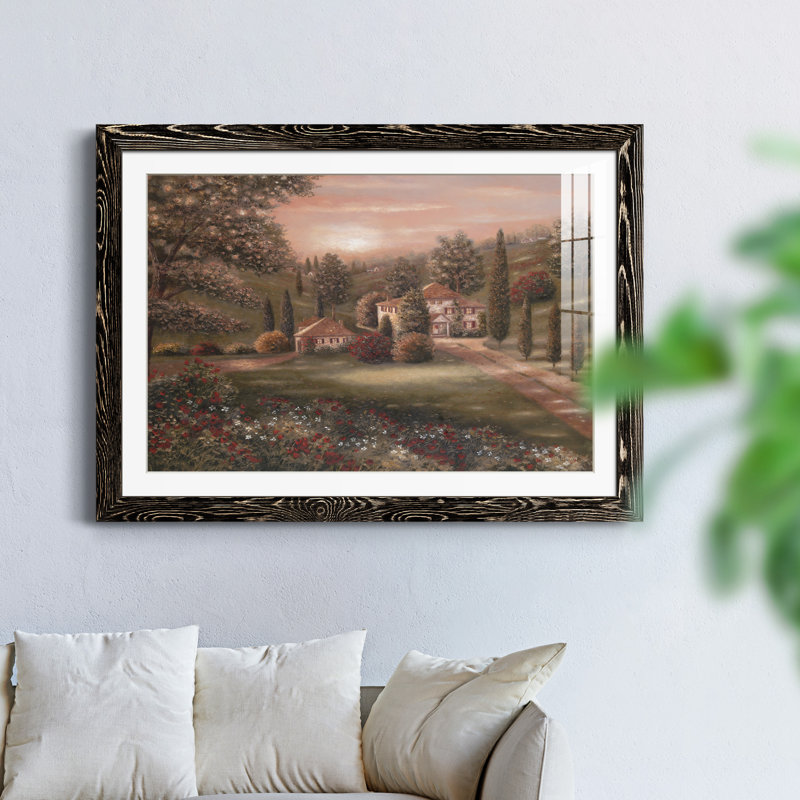 Evening / Tuscany II - Peinture avec cadre, Cadre noir, H 31,5 po x l 23,5 po x P 1,5 po