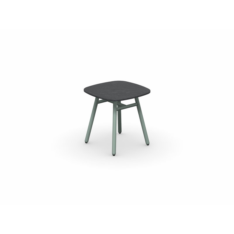 Table basse d'extérieur Yo avec plateau en céramique et structure en aluminium, Brun Porphyre, Noir mat