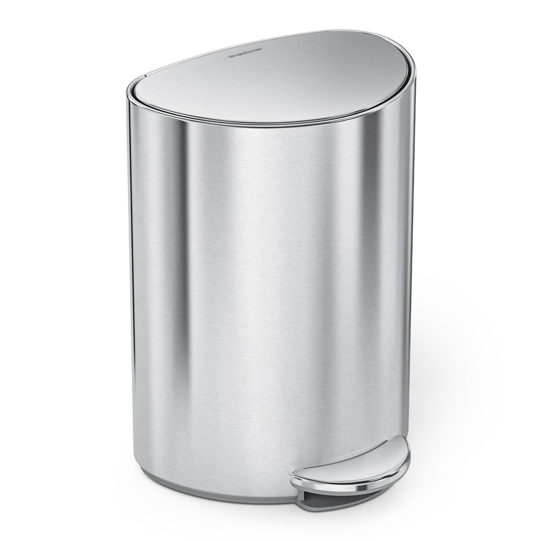 simplehuman 6 Liter / 1.6 Gallon Semi-Round Bathroom Step Trash Can simplehuman 