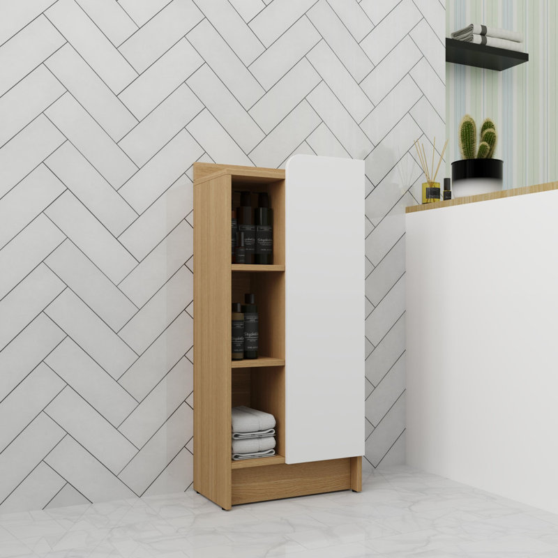 Rangement autoportant pour salle de bain 16 po avec 1 porte Solf et 4 tablettes