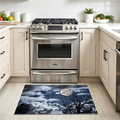 Tapis transparent lavable à la machine avec des nuages de pleine lune