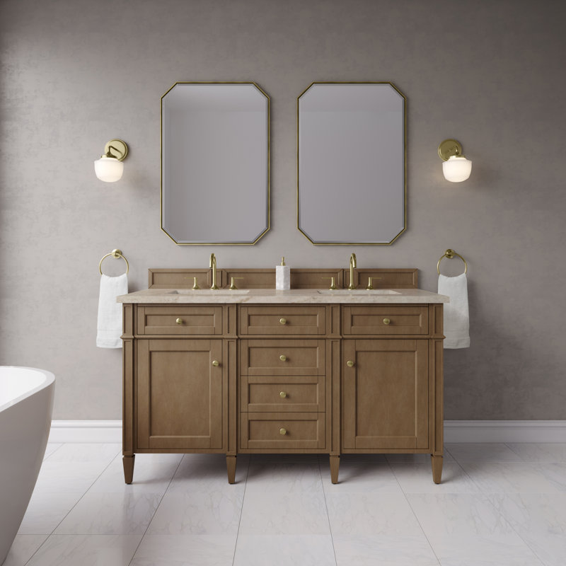Brittany 60'' W Double Vanity, Pecan, Tajnar Eclos