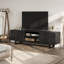 Meuble télé industriel pour téléviseur de 65 à 80 pouces - Meuble audio-vidéo moderne en bois avec 2 tiroirs de rangement, tablettes ouvertes, pieds en métal robustes - Console média pour le salon ou la chambre à coucher - Noir-1915089767