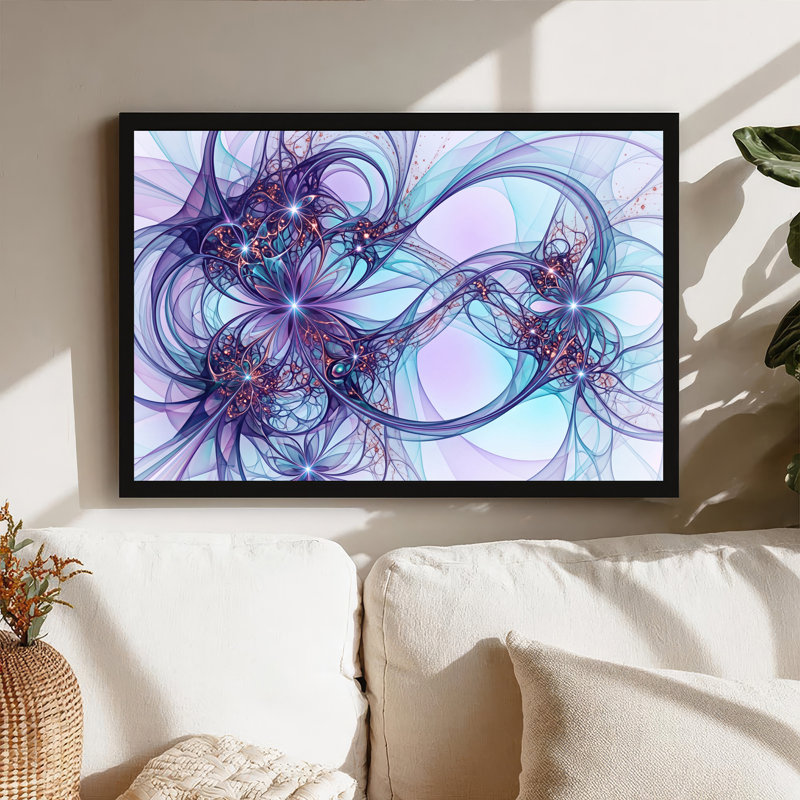 «Mauve et bleu», art numérique sur toile à motif de fractale abstraite, 16"H x 24"W