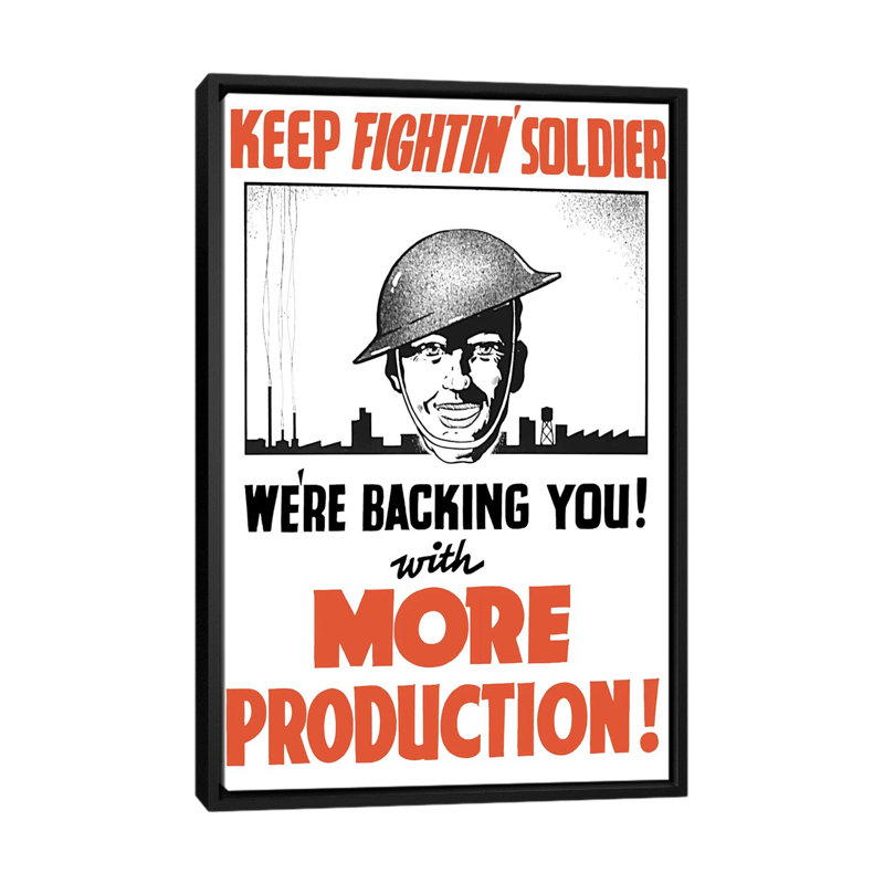 « wwii propaganda poster iii », affiche rétro sur toile, H 26 po x l 18 po x P 1,5 po, Toile avec cadre noir, Pas de tapis