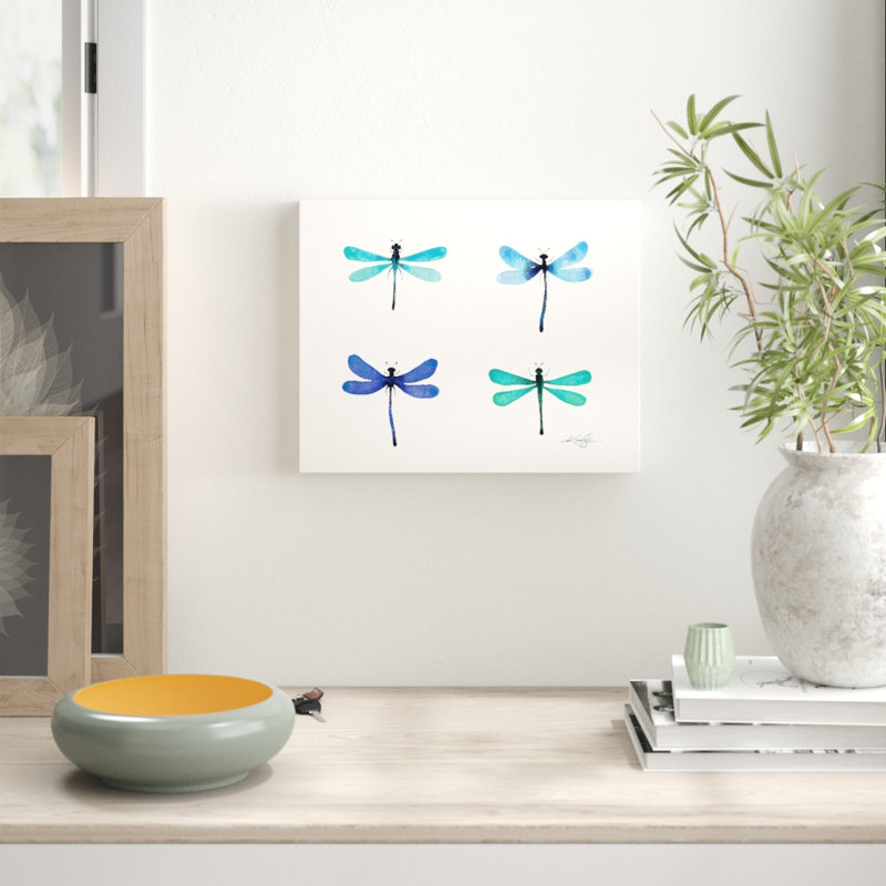 Four Dragonflies 8 by Kathy Morton Stanion - Painting on Canvas, 41cm H x 51cm W, Wrapped Canvas