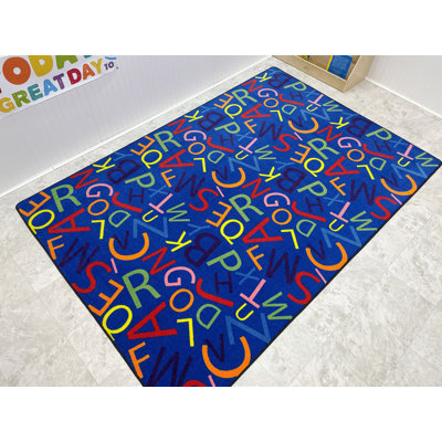 KidCarpet.com Colorful Letters Classroom Rug, 6'x9' Rectangle - Class 1 Fire Rated, Oeko-Tex certified commercial-grade nylon classroom rug - strong, durable edging for institutional use