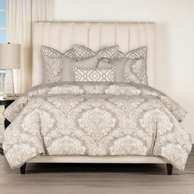 Magnolia Home Fashions Hamilton Stone 100% Cotton Luxury Duvet Cover and Insert Set
