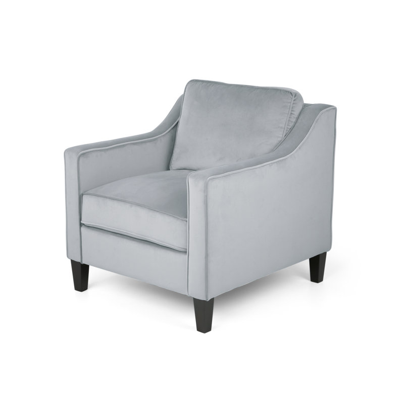 Willowford Velvet and Birch Wood Club Chair, Wheat Polyester