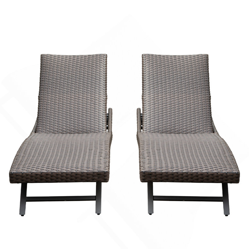 Chaise longue d'extérieur en osier 2 pièces