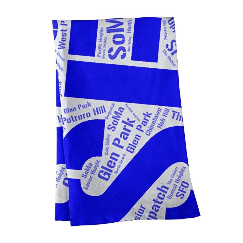 Cotton Tea Towel Kitchen Towel, Blue, San Francisco
