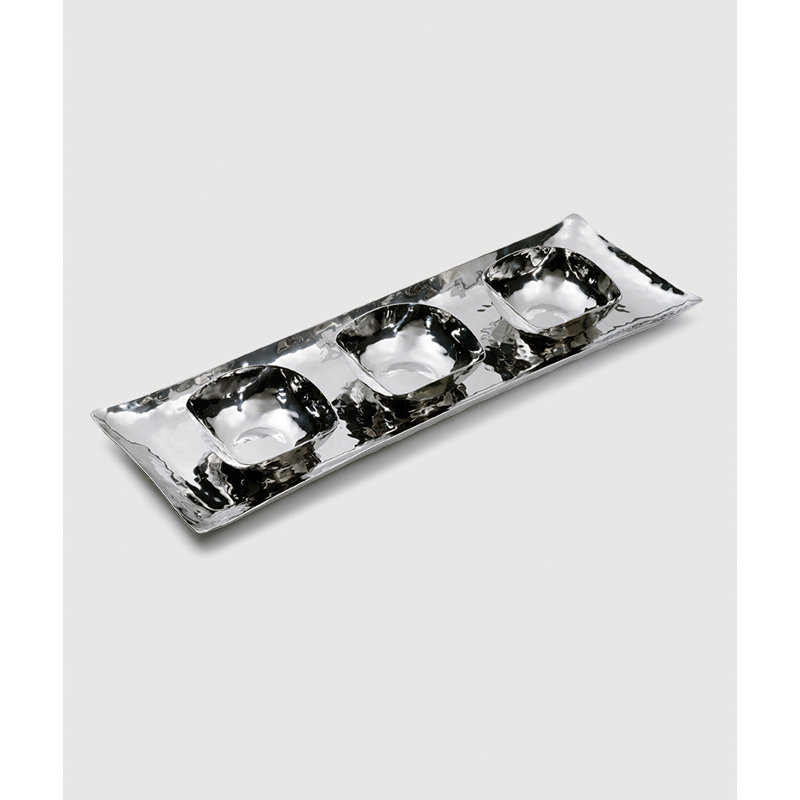 Aurora Elegant Hand-Hammered Stainless Steel Rectangular Tray