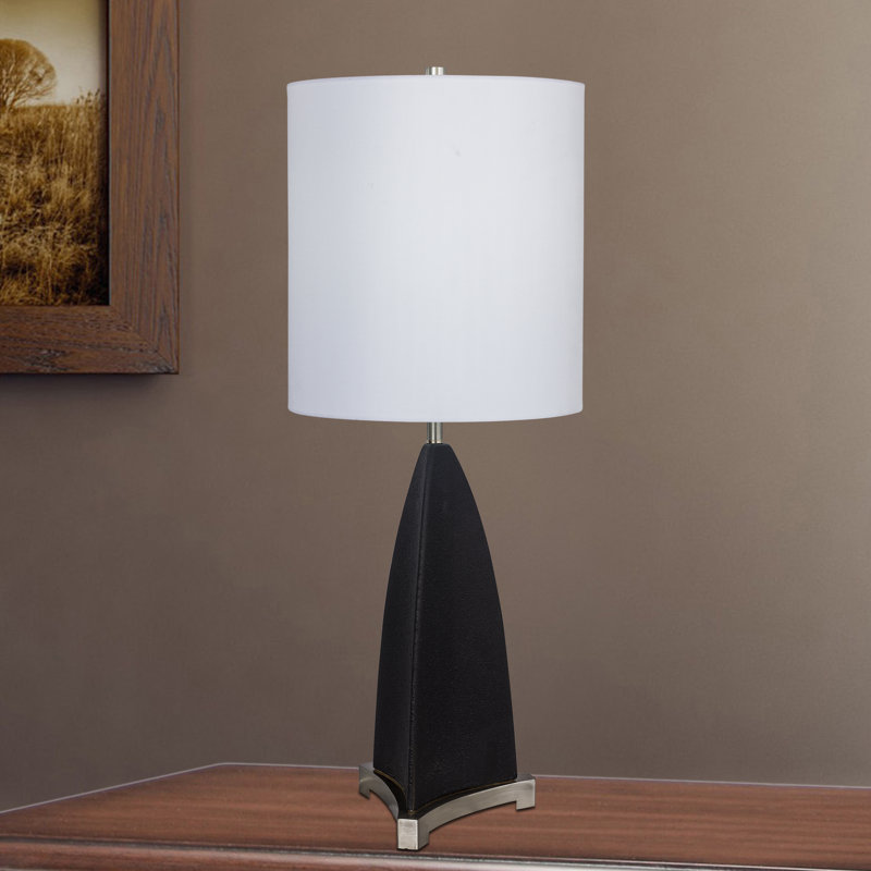 Simran Crystal Table Lamp, Matte Black/Brished Steel