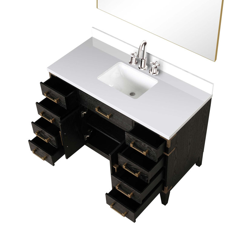 Ensemble de meuble-lavabo simple avec robinet et miroir