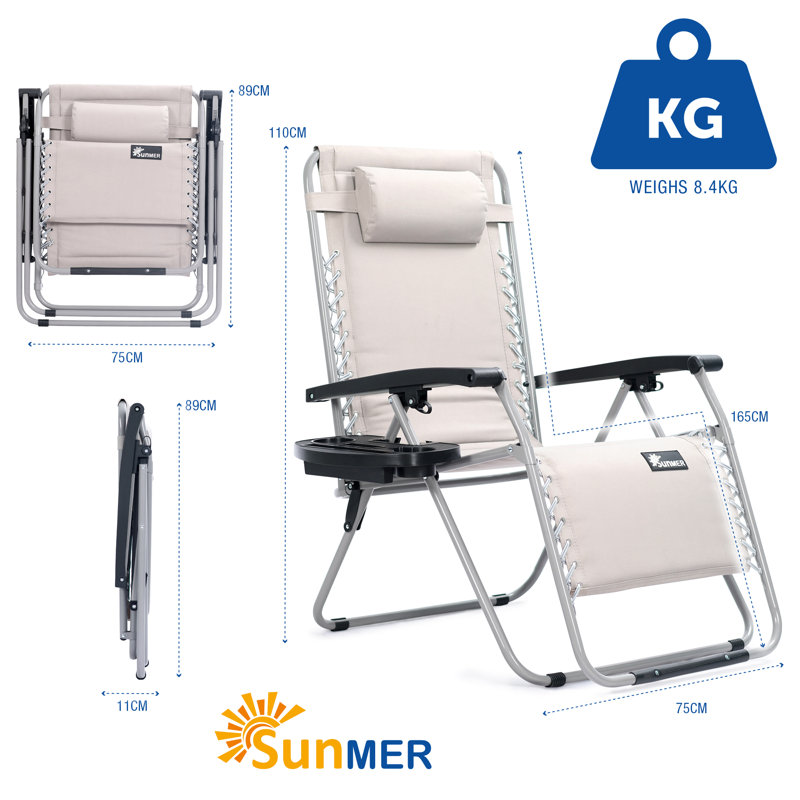 SUNMER Padded Extra Wide Recliner Chairs (Set Of 2), Grey
