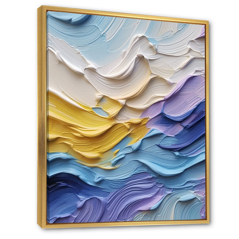 Twirl Whirls II - Abstract Spirals Wall Art Living Room, H 44 po x l 34 po x P 1,5 po, Cadre flottant doré