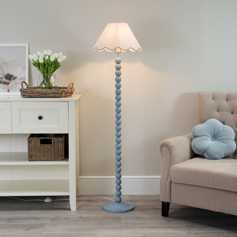 Bobbles 144cm Traditional Floor Lamp, White/Pink, Powder Blue