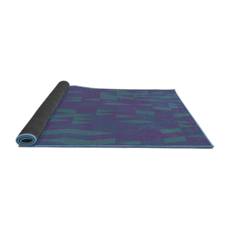 Tapis bleu/indigo à motifs, Rond 4 pi