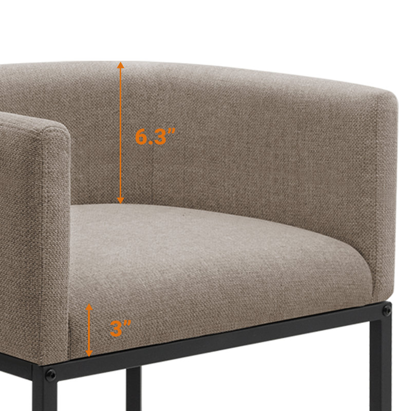Tabouret de comptoir rembourré avec structure en métal, Taupe