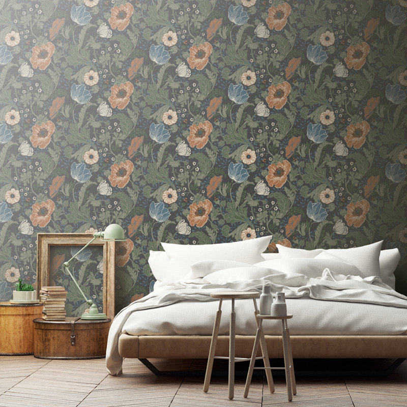 Bryanna 10.05m x 53cm Matte Wallpaper Roll, Dark Green