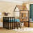 Metal  Loft Bed With Roofwindowguardrailladder