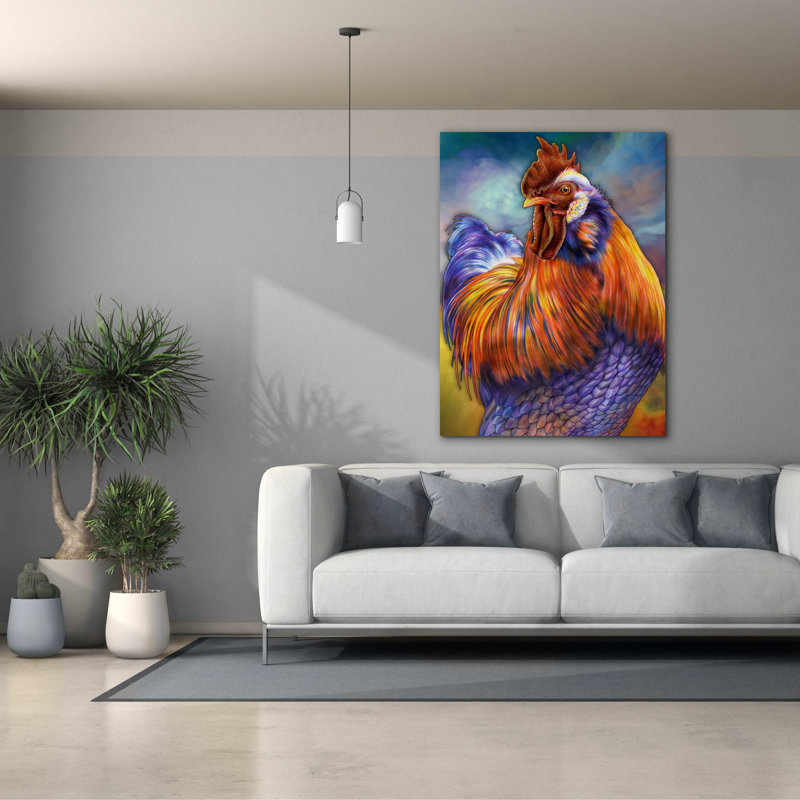  «Rooster» par Tim Jeffs, art mural sur toile, H 54 po x l 40 po