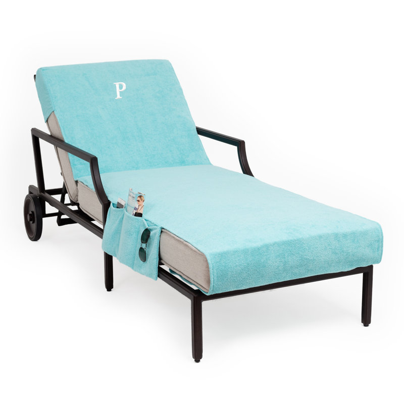 Chaise Lounge Cover Cotton, Aqua\White, P