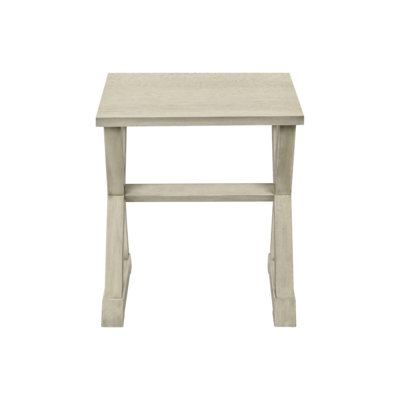 Table d'appoint en placage antique, table de chevet, plateau carré, base en tréteaux, polyvalente pour le salon et la chambre à coucher