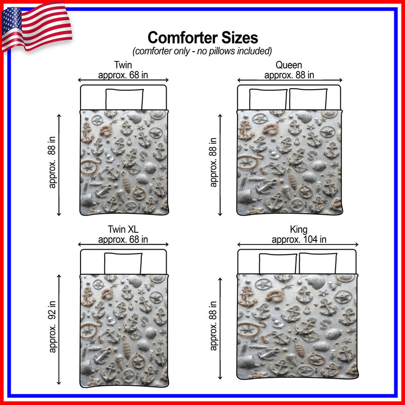 Nautical Anchors Shells Comforter, Queen